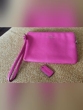 Coach Hot Pink Leather Wristlet